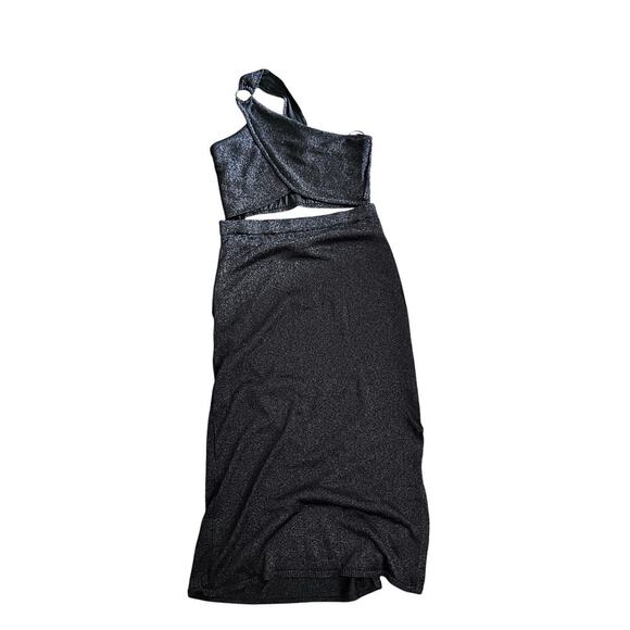 House of Harlow 1960 Black One Shoulder Crop Top & Maxi Skirt Set Size Large - Picture 3 of 8